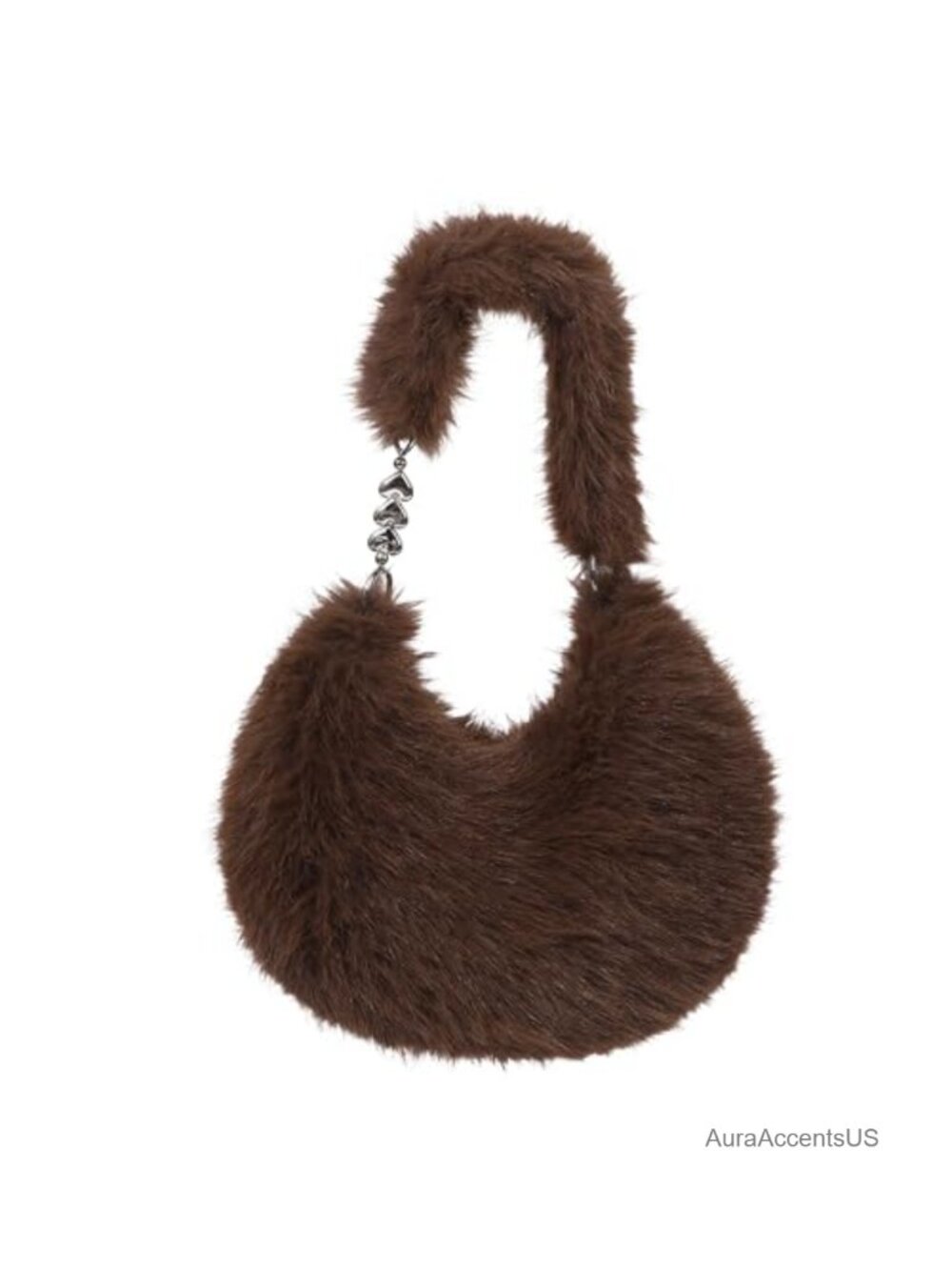 Faux Fur Plush Shoulder Bag Y2K Cute Fuzzy Hobo Handbag Large
